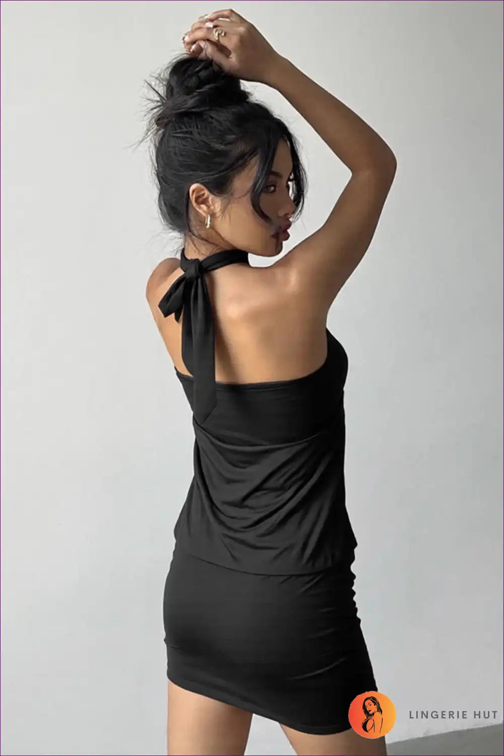 Halter Ruffle Mini Dress with Backless Detail for Club Nights Backless, Bodycon, Clubwear, Date Night,