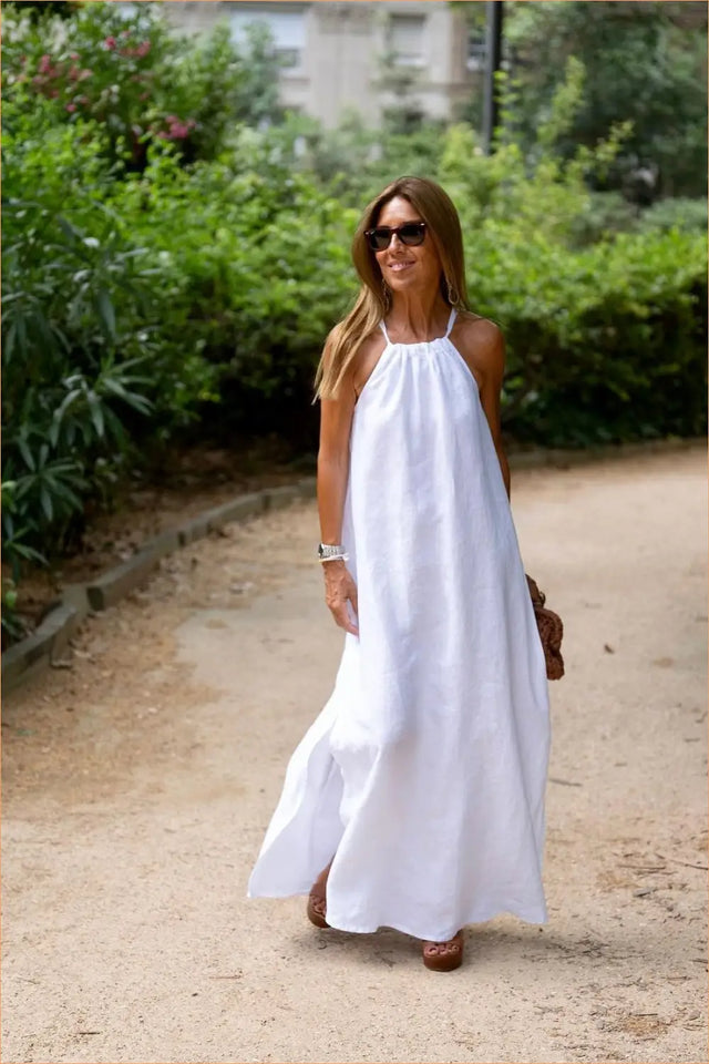 Halter Slit Maxi Dress - Effortless Holiday Elegance