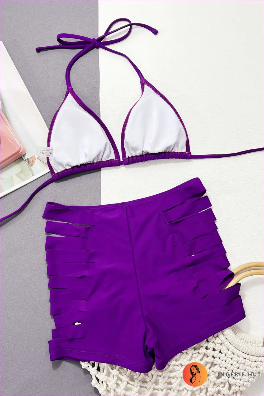 Halter Strap Boho Bikini - Free-spirited Summer Escape - Beachwear • Cutout • Polyester - Lingerie Hut