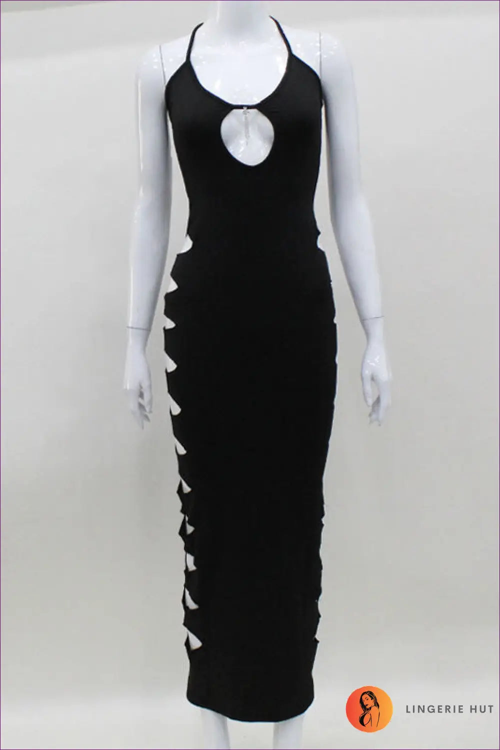 Halter Suspender Mini Dress with Cutout - Bold but Wearable - s / Black - Dresses - Lingerie Hut - Backless • Clubwear