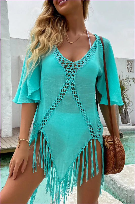Unveil Your Beachside Allure With Our Hand-crocheted, Tassel-fringe Cover-up. Limited Stock! Book Yours Now