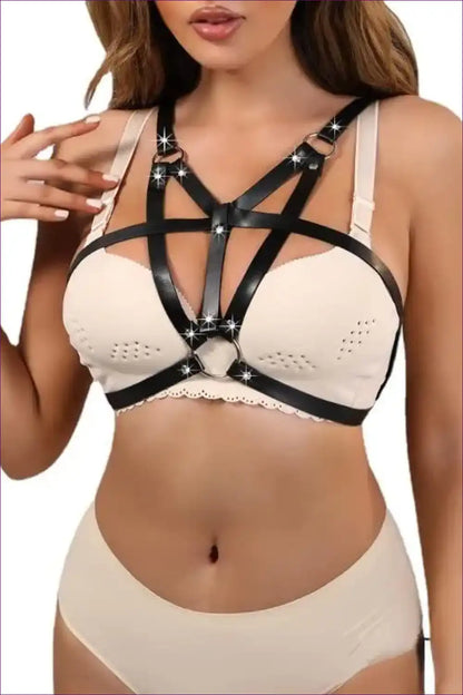 Harness Strap Accessory with Adjustable Fit - Bold Layering Piece for Boudoir, Clubwear, Costume, Evening