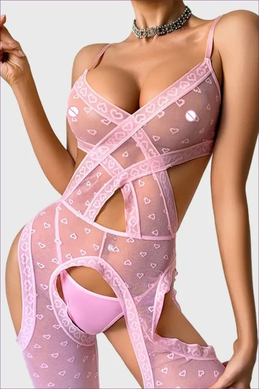 Heart Mesh Cut-out Bodysuit - Statement Night Layer - Cutout • just in • Lingerie • Hut