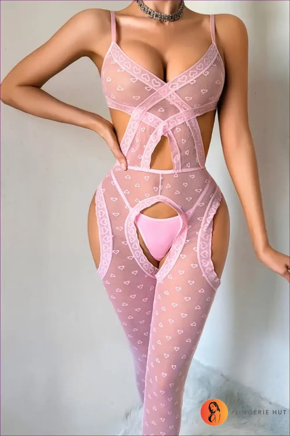 Heart Mesh Cut-out Bodysuit - Statement Night Layer - Cutout • just in • Lingerie • Hut