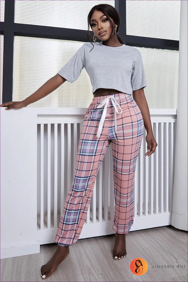 Gingham Print Pyjama Set - Playful Evenings In