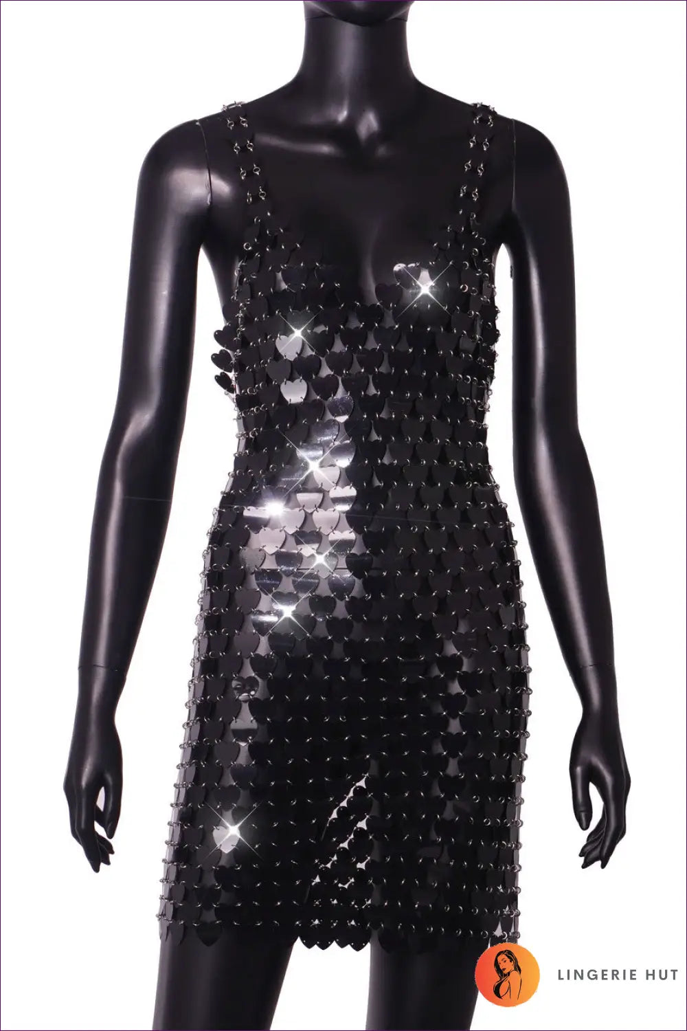 Heart Sequin Bodycon Dress with Sweetheart Neckline - After Dark - Xs / Black - Backless • Date Night • Dresses