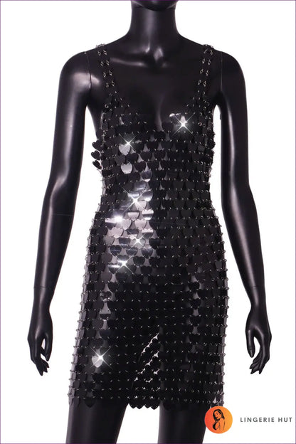 Heart Sequin Bodycon Dress with Sweetheart Neckline - After Dark - Xs / Black - Backless • Date Night • Dresses