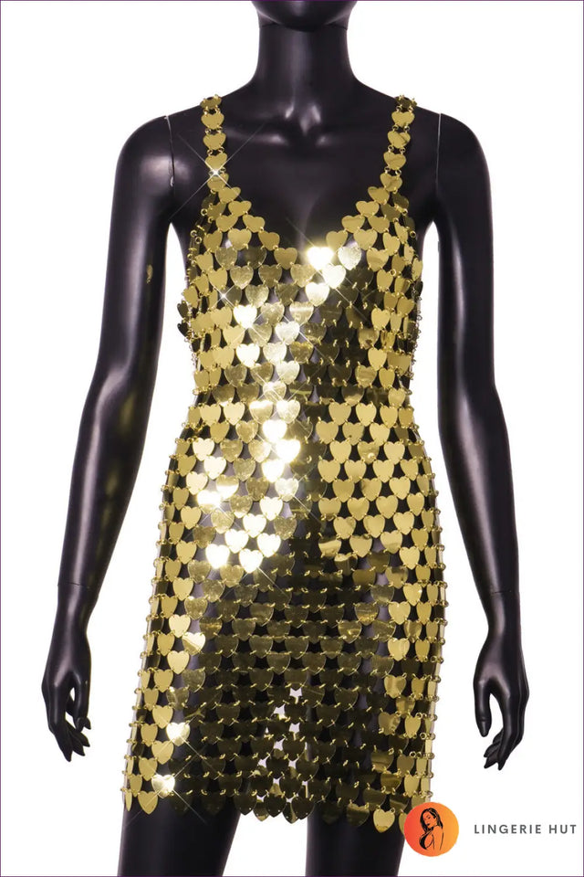 Heart Sequin Bodycon Dress with Sweetheart Neckline - After Dark