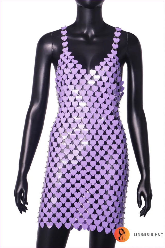 Heart Sequin Bodycon Dress with Sweetheart Neckline - After Dark