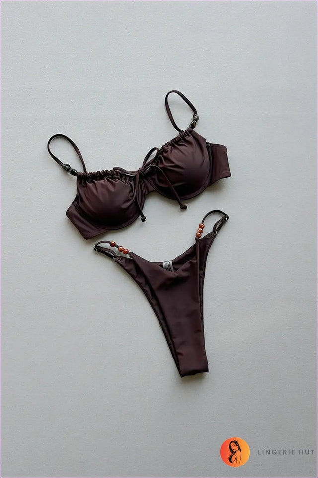 High-Cut Bikini with Beaded Sides - Confident Heat