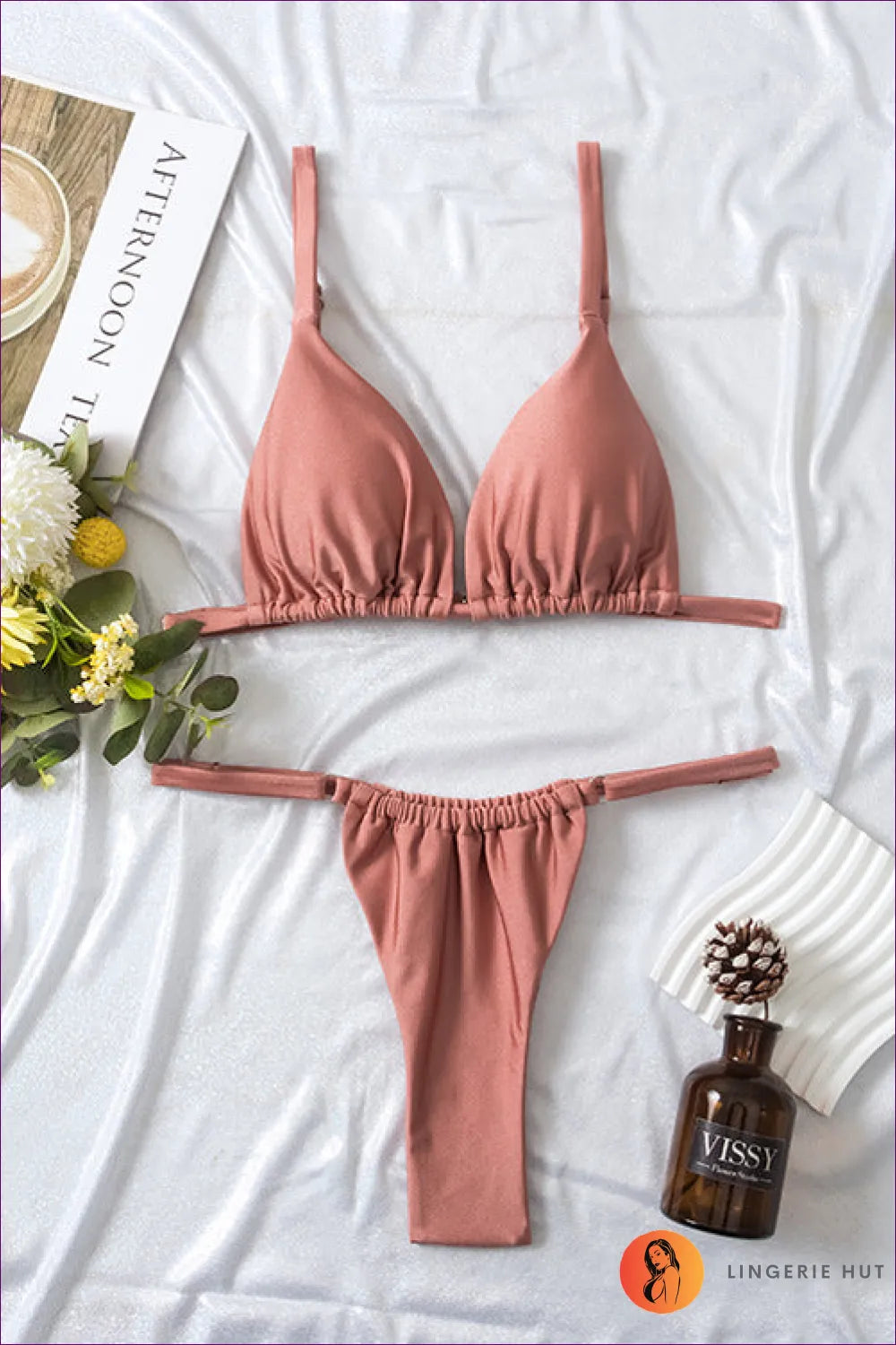 Dive Into Boho Bliss With Lingerie Hut’s High-cut, Pleated Swimsuit Featuring Double-sided Fabric. Sun-kissed