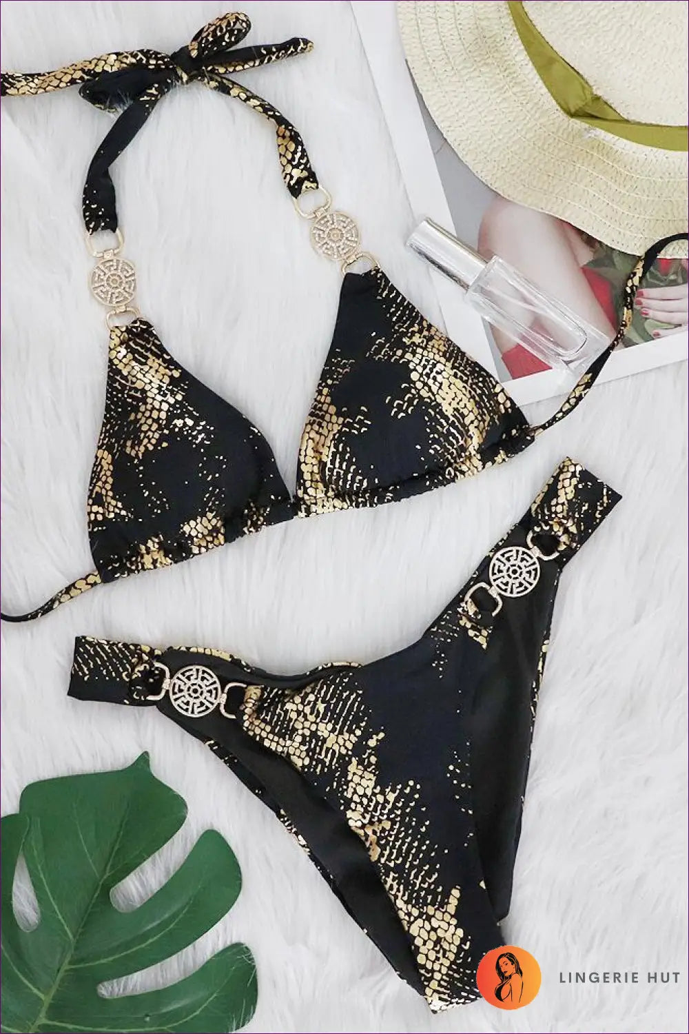 High Cut Snake Print Bikini - Vacation-ready Glamour - s / Black - Swimwear - Lingerie Hut - Animal • Beachwear • Boho