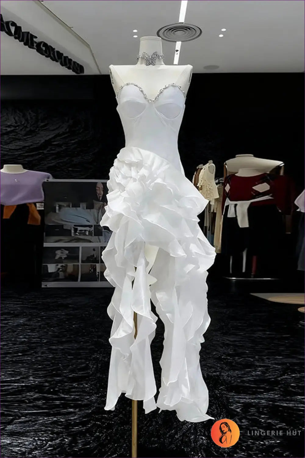 High-low Ruffled Mini Dress - Evening Drama Effortless Shine - s / White - Dresses - Lingerie Hut - All Season • Cutout
