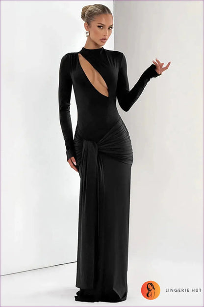 High Neck Cut-out Maxi Dress - Understated Glamour - m / Black - Dresses - Lingerie Hut - Cutout • Evening Wear • Formal