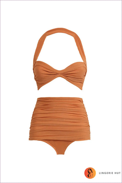High Waist Asymmetric Bikini - Effortless Summer Escape - s / Brown Bikini1 - Swimwear - Lingerie Hut - Beachwear