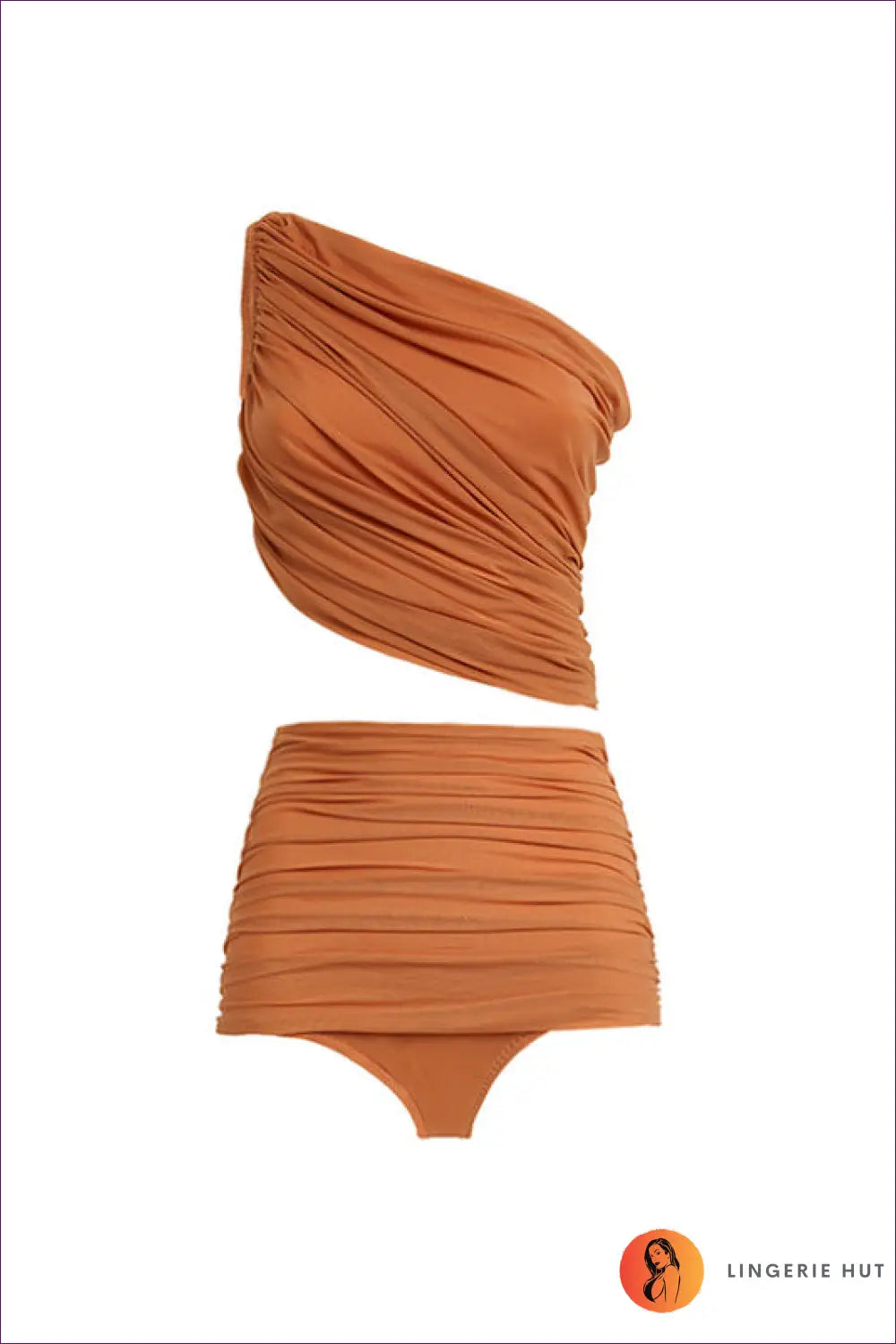 High Waist Asymmetric Bikini - Effortless Summer Escape - s / Brown - Swimwear - Lingerie Hut - Beachwear • Boho