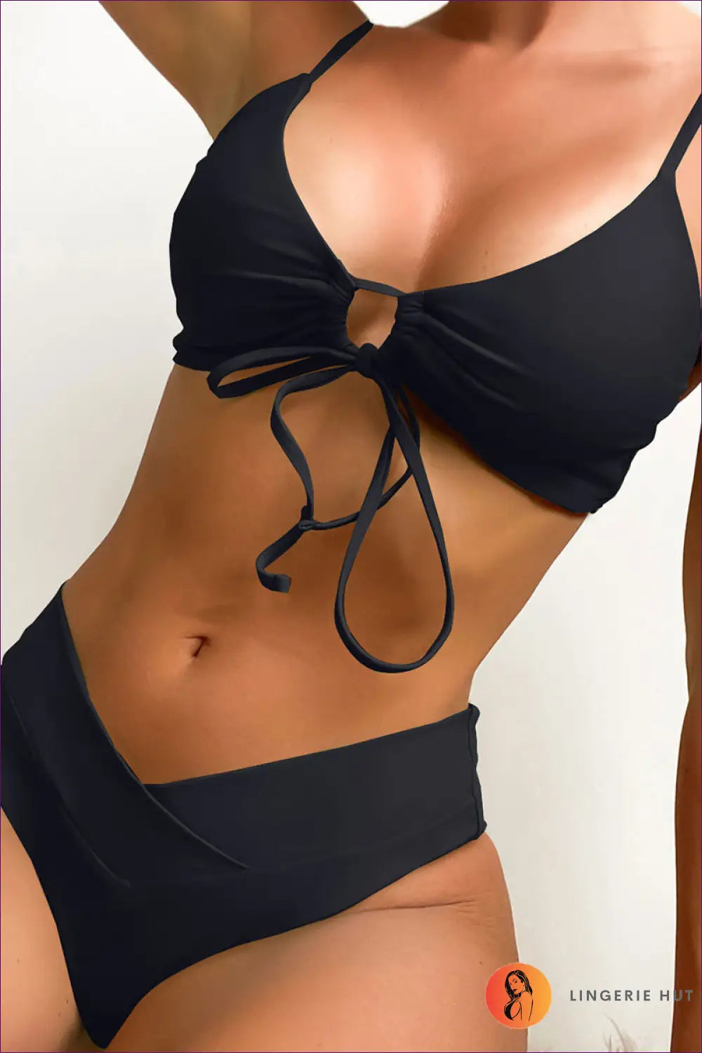 High Waist Bikini with Ruched Top - Poolside Glamour Edit - s / Multi2 - Lingerie Hut - Beachwear • Casual • Cutout
