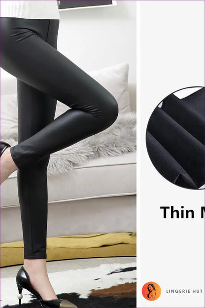 Elevate Your Style Game With Our High-waist Faux Leather Leggings. These Bright, Cropped Pants