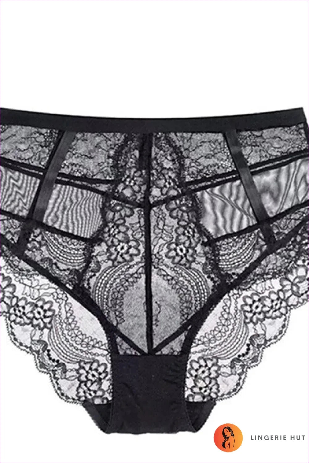 Experience The Perfect Blend Of Comfort And Style With Our High Waist Mesh Lace Trim Full Brief. Smooth,
