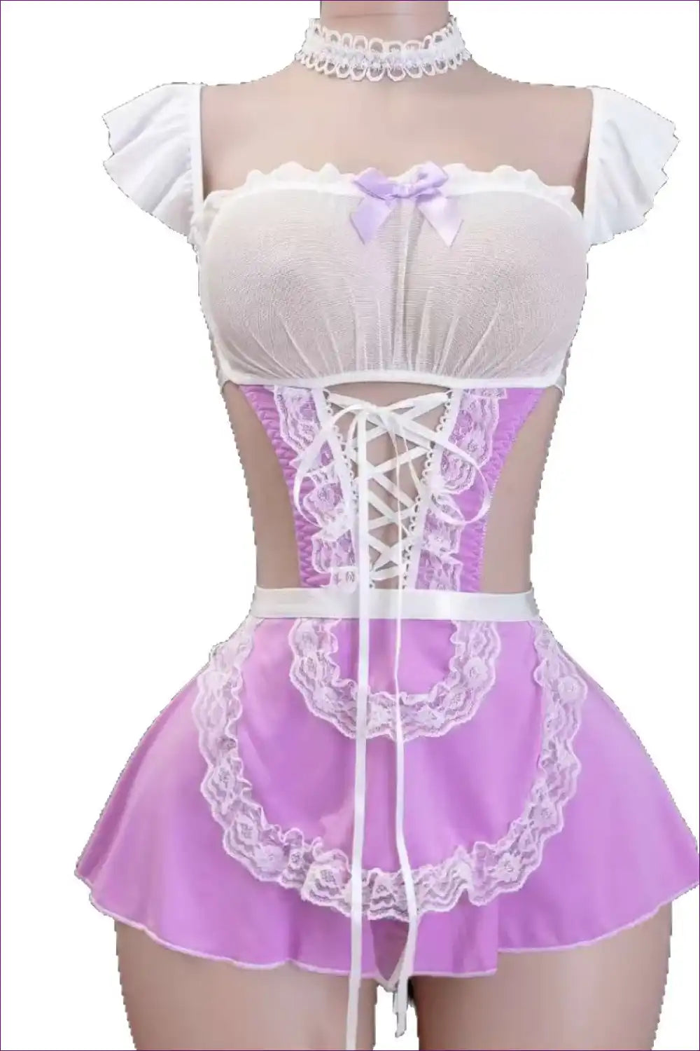 Hollow out Backless Maid Dress - Sweet Short Lingerie Edit for Backless, Costume, just In, Lace,