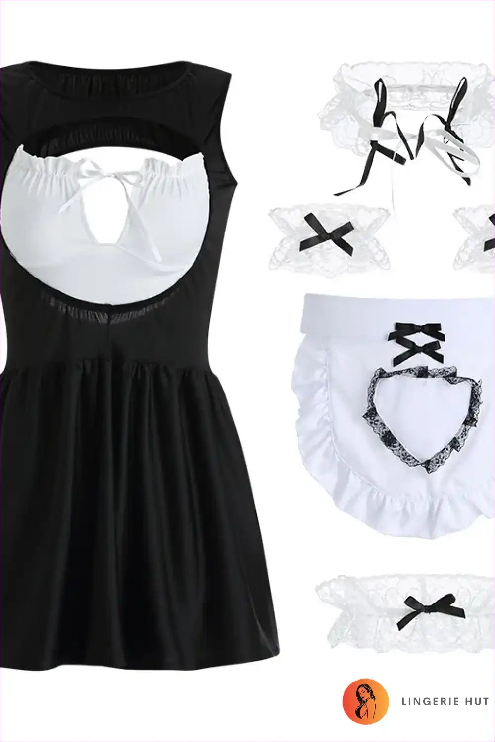 Hollow out Cosplay Maid Dress for Club Nights Clubwear, Costume, Cutout, just In,