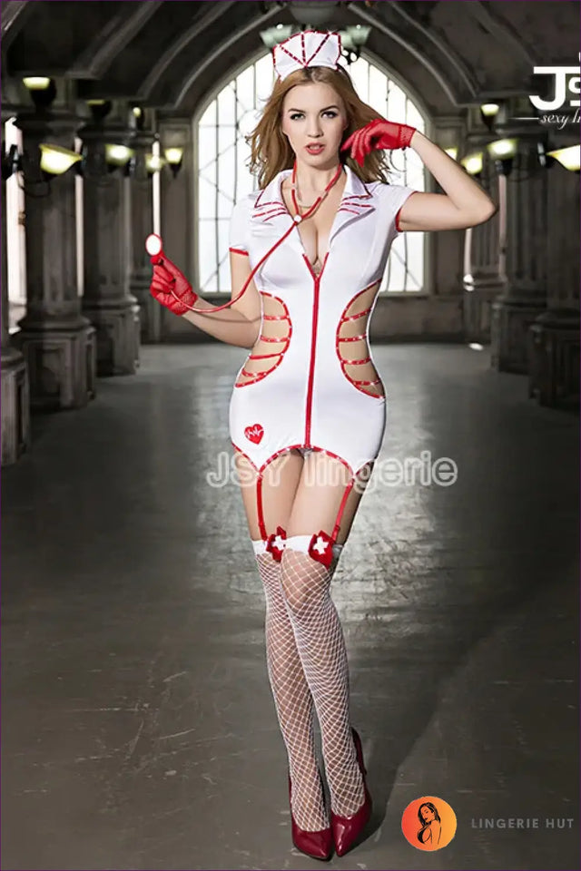 Nurse Costume with Stockings - Fantasy Roleplay Ready