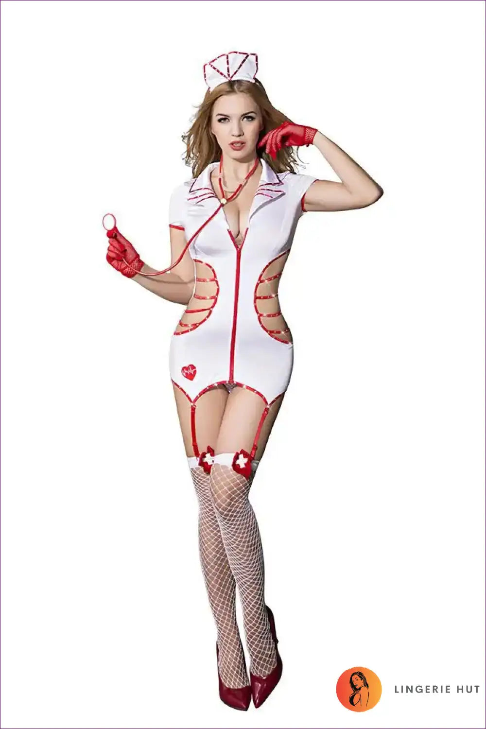 Hollow out Cosplay Nurse Dress with Stockings for Backless, Costume, Cutout, just In, Mini