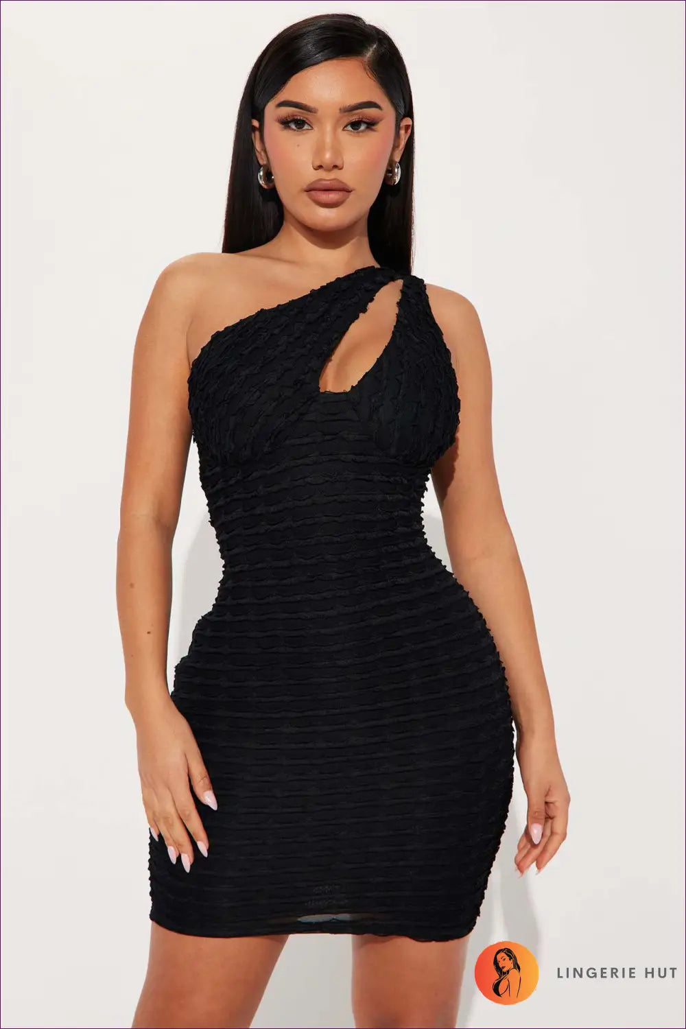 Steal The Spotlight With Our Hollow Out Cutout One Shoulder Mini Dress. Seductive Elegance At Its Finest. Get