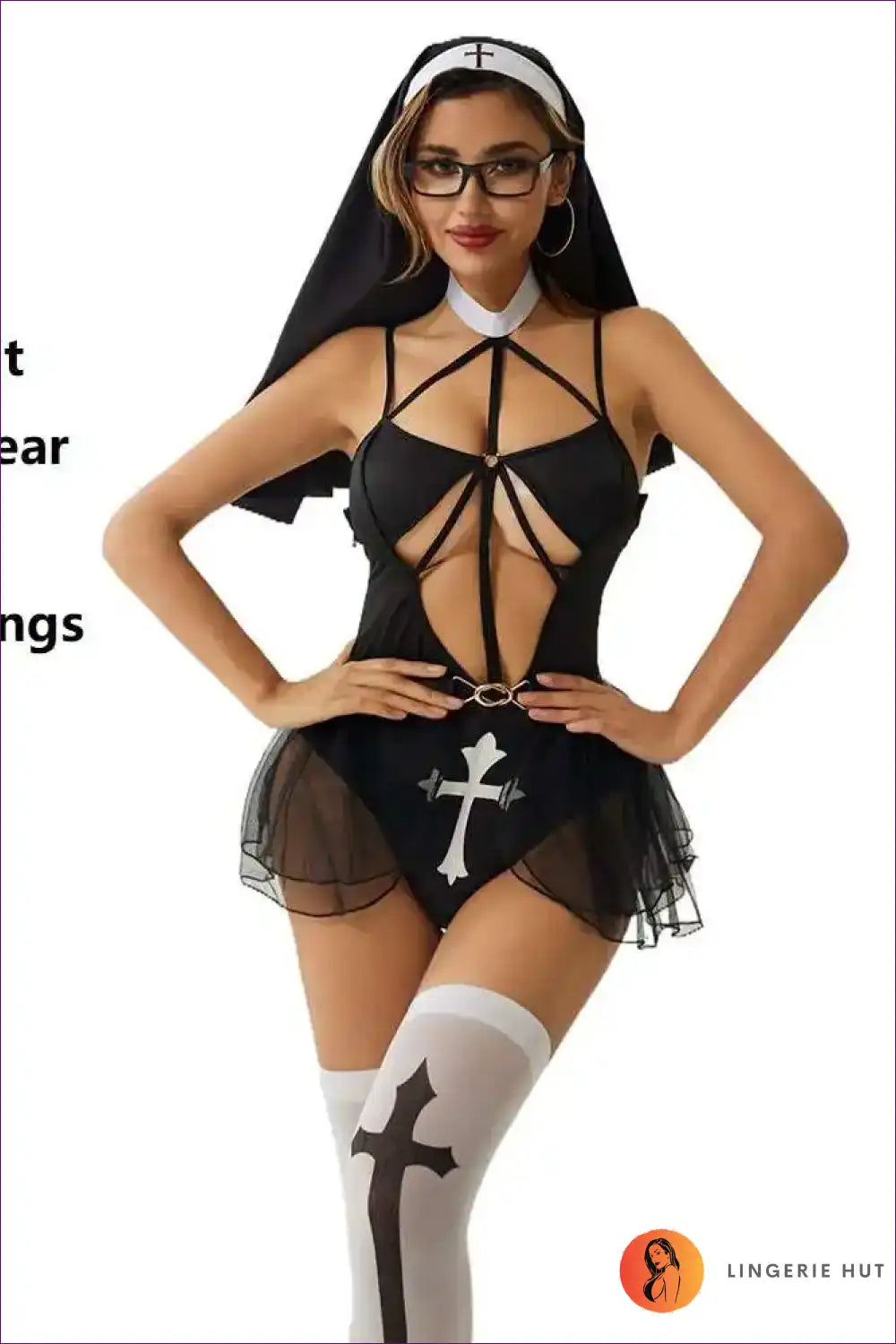 Hollow out Nun Bodysuit for Cosplay & Intimate Evenings Bodysuit, Boudoir, Clubwear, Costume, Cutout