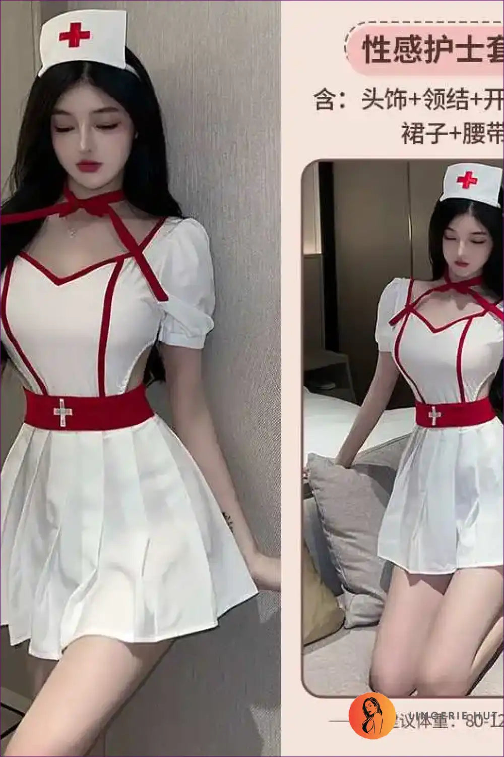 Hollow out Roleplay Nurse Uniform Dress - Festival Ready for Casual, Costume, Cutout, just In, Mini