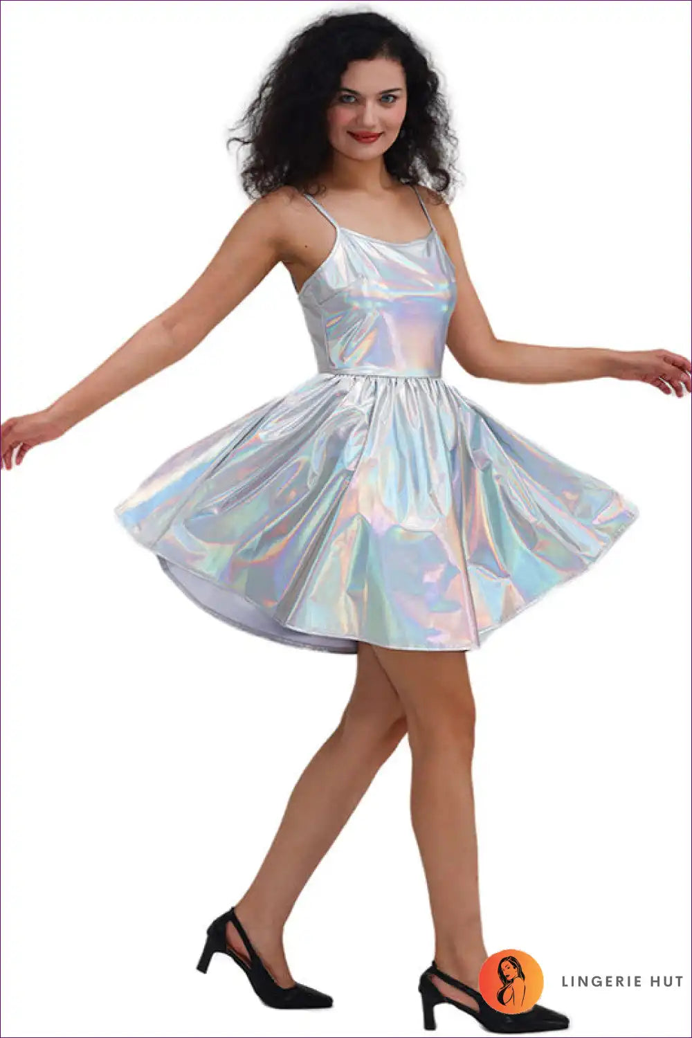 Holographic Dreams Mini Dress - Iridescent Party Perfection for a Line, Dress, Glamour, Mini, Night