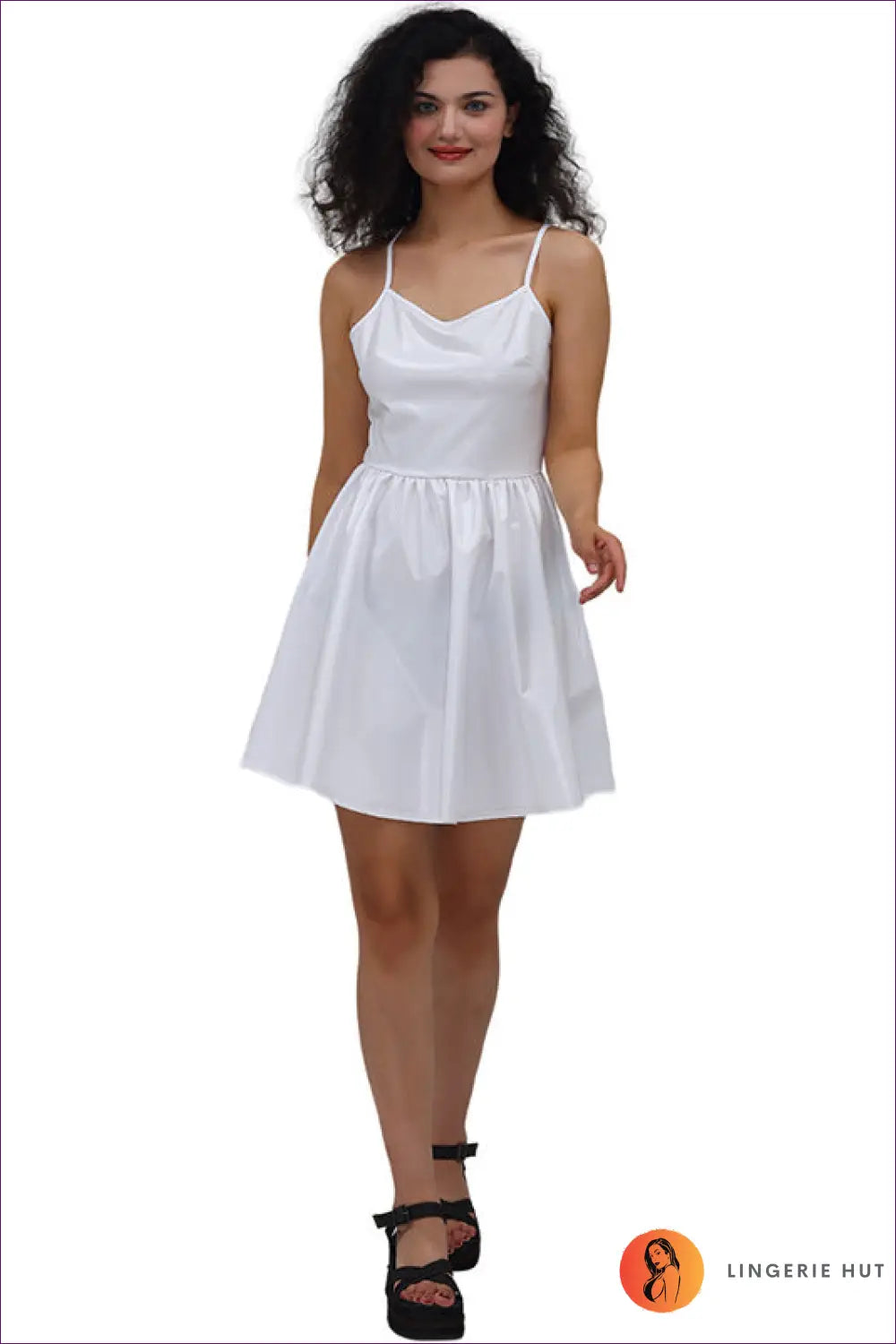 Holographic Mini Dress with A-line Skirt - Festival Energy - s / White - Bodysuit - Dresses - Lingerie Hut - Clubwear