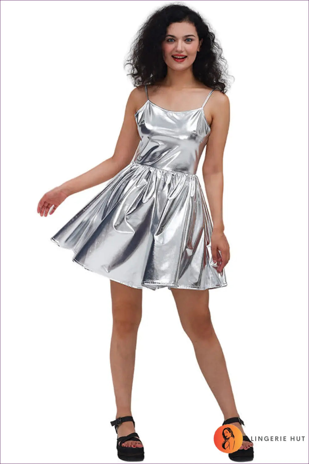 Holographic Mini Dress with A-line Skirt - Festival Energy - Bodysuit - Dresses - Lingerie Hut - Clubwear • Glamour