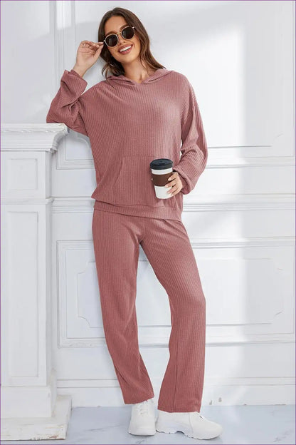 Hoodie Set with Ribbed Texture - Cosy Confidence for All Season, Autumn, Casual, Everyday,