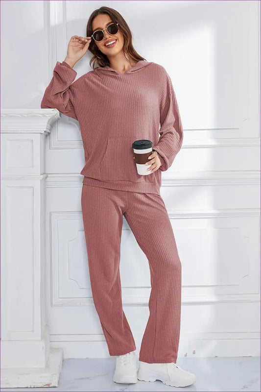 Hoodie Set with Ribbed Texture - Cosy Confidence for All Season, Autumn, Casual, Everyday,