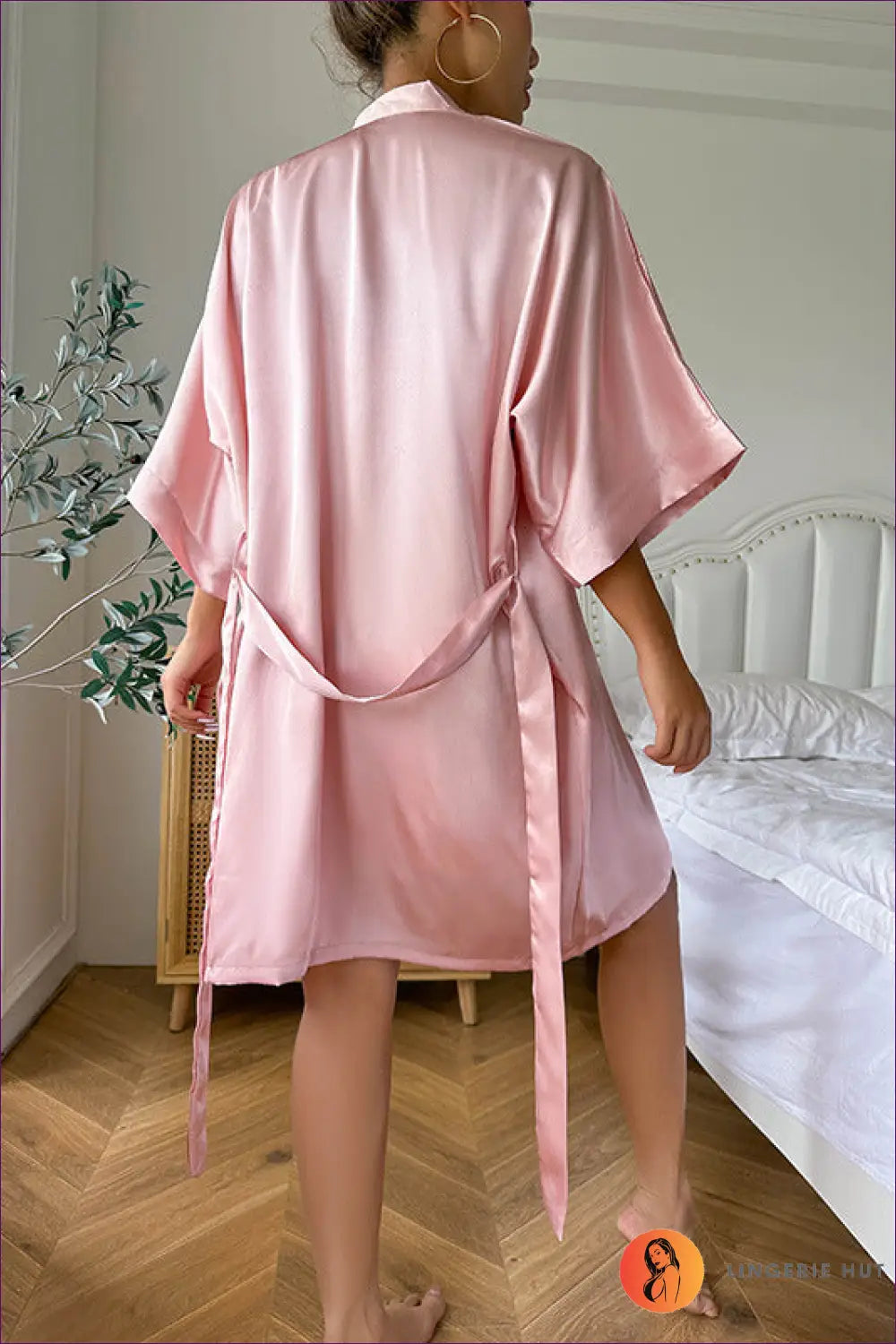 Elevate Your Loungewear Game With The Ice Silk Robe And Camisole Set. Perfect For Home Relaxation, It Combines