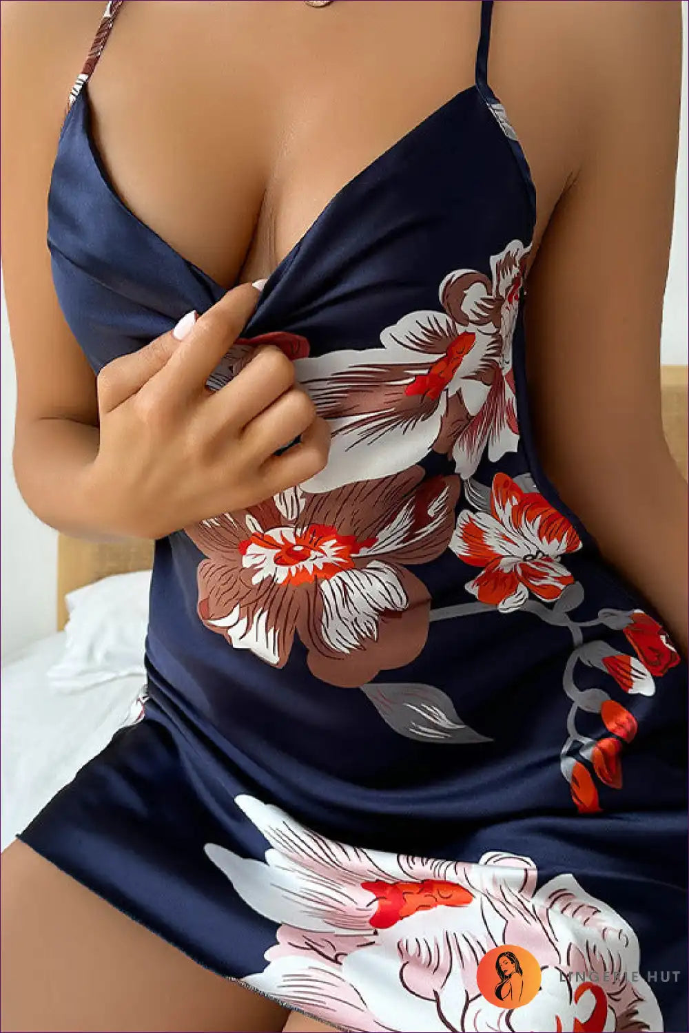 Embrace Elegance And Comfort With Lingerie Hut’s Ice Silk Satin Nightdress - a Floral Masterpiece For Serene