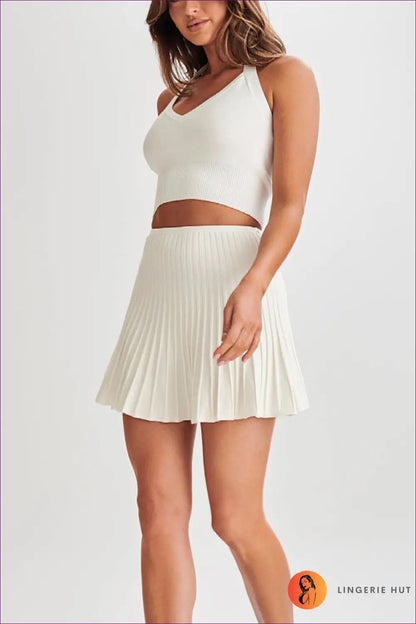 Jersey Co-ord Set with Crop Top & Mini Skirt - Effortless Summer Days - s / White - co Ord - Outfit Sets - Lingerie Hut