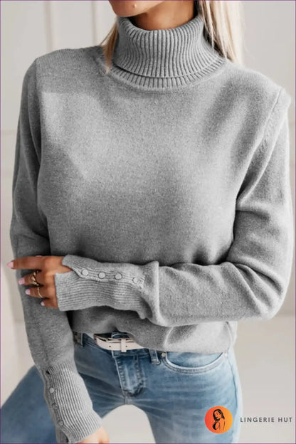 Jumper with Button Details - Minimalist Chic for All Season, Autumn, Casual, Everyday, Formal Wear