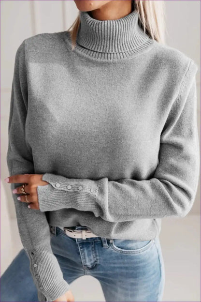 Jumper with Button Details - Minimalist Chic for All Season, Autumn, Casual, Everyday, Formal Wear
