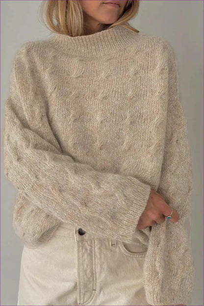 Jumper with Cable Knit Detail - Cosy Sunday Ritual for Autumn, Casual, Cotton, Everyday,
