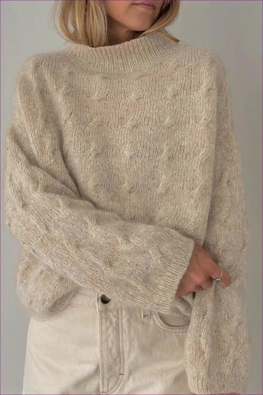 Jumper with Cable Knit Detail - Cosy Sunday Ritual for Autumn, Casual, Cotton, Everyday,