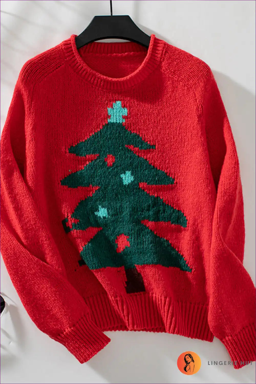 Jumper with Christmas Tree Motif - Holiday Spirit for Autumn, Casual, Everyday, just In, Modest