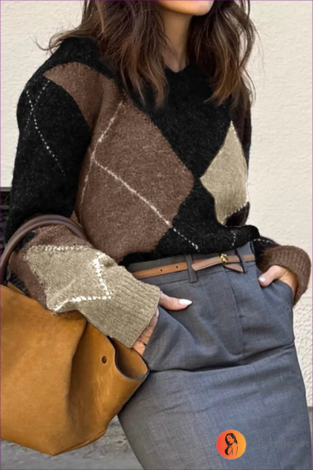 Jumper with Colour Block Design - Artistic Expression