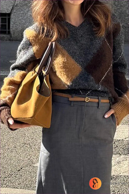 Jumper with Colour Block Design - Artistic Expression - s / Gray - Lingerie Hut - All Season • Autumn • Casual • Cotton