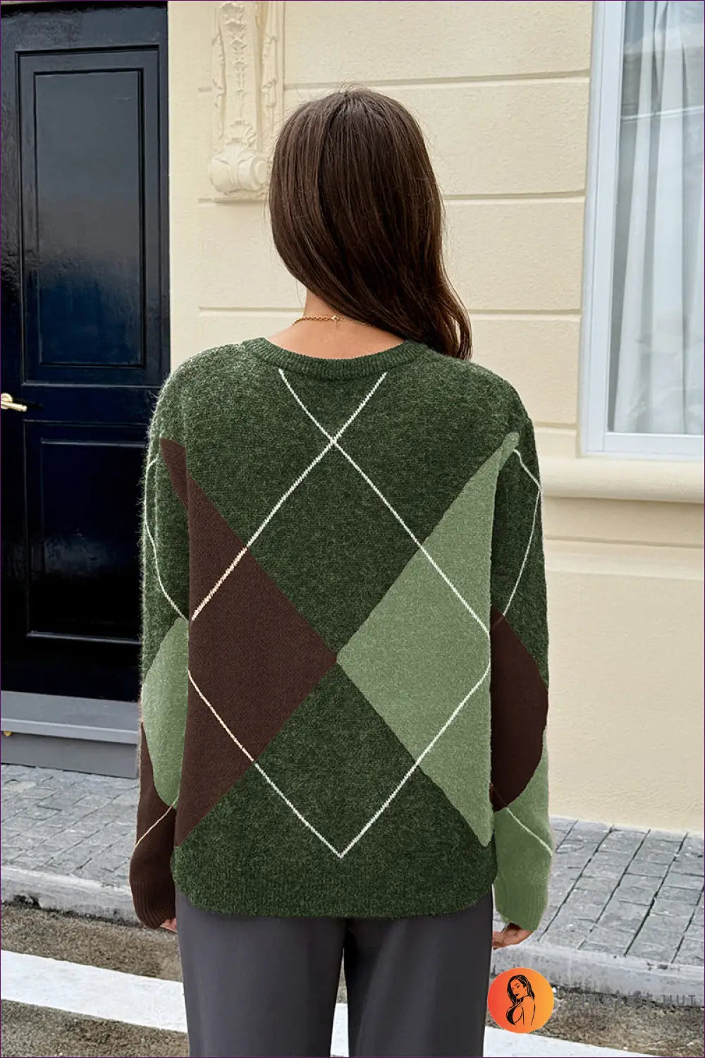 Jumper with Colour Block Design - Artistic Expression - s / Green - Lingerie Hut - All Season • Autumn • Casual