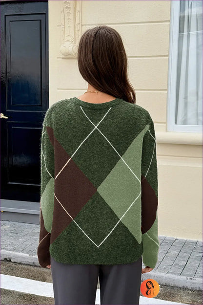 Jumper with Colour Block Design - Artistic Expression - s / Green - Lingerie Hut - All Season • Autumn • Casual