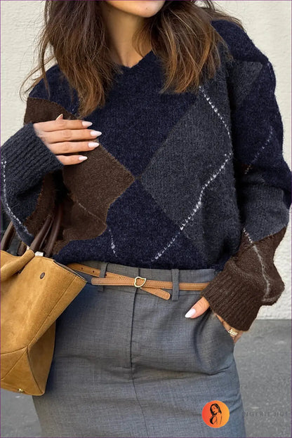 Jumper with Colour Block Design - Artistic Expression - s / Purplish Blue - Lingerie Hut - All Season • Autumn • Casual