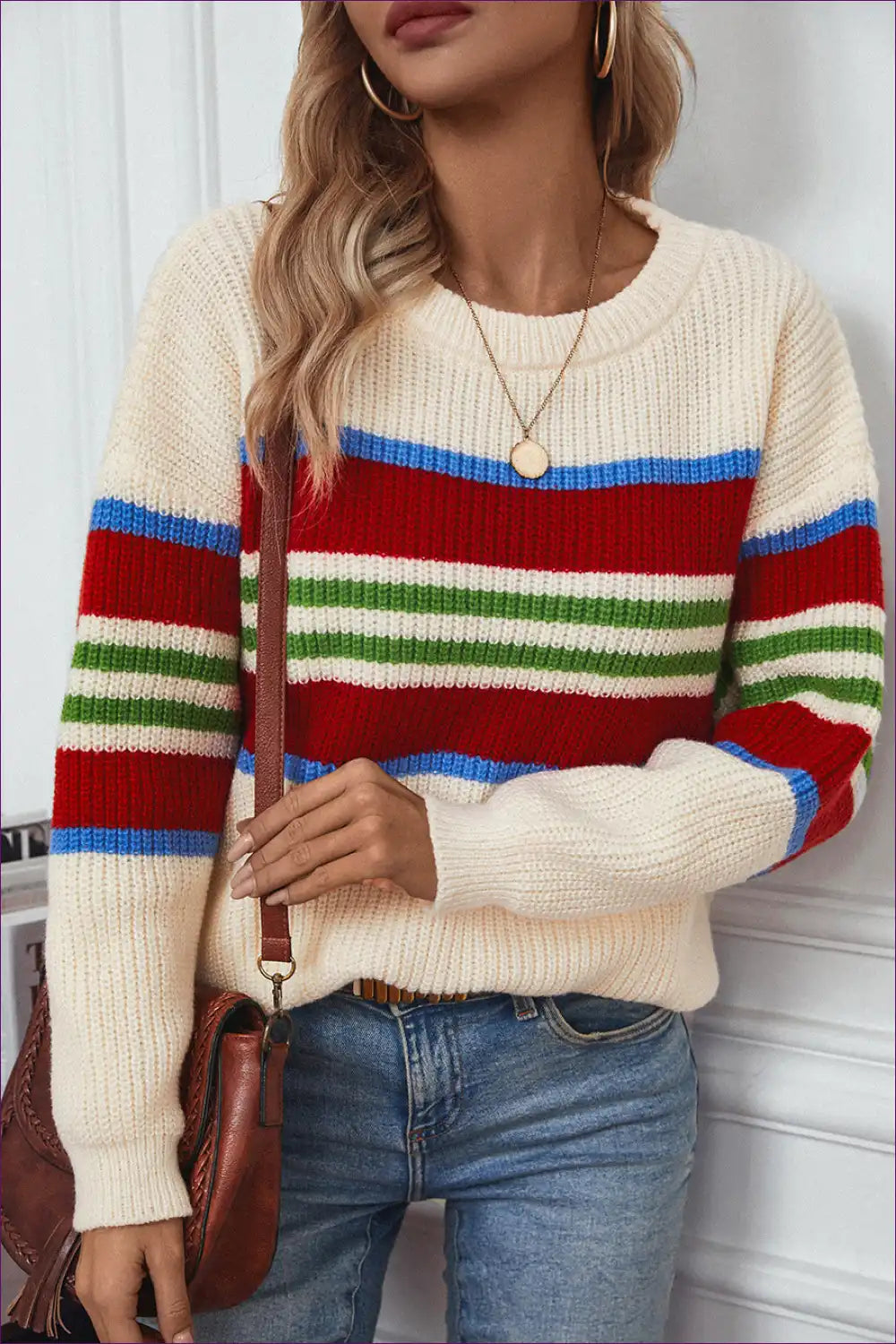 Jumper with Multi-stripe Pattern - Weekend Wanderer for All Season, Autumn, Casual, Everyday,