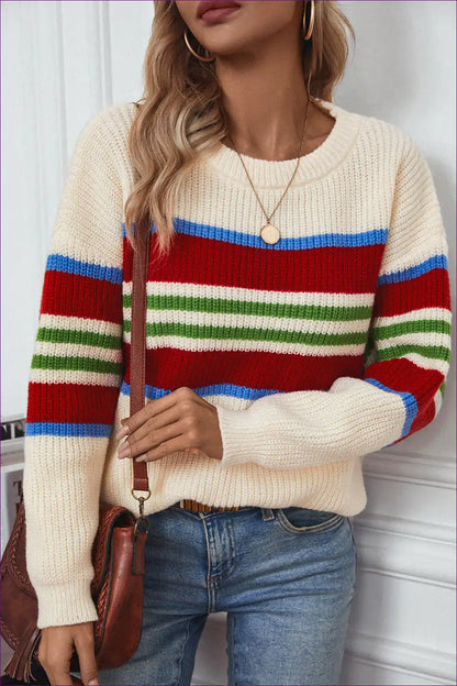Jumper with Multi-stripe Pattern - Weekend Wanderer for All Season, Autumn, Casual, Everyday,